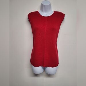 Jennifer Moore L Cotton Knit Ribbed Sleeveless Red Top EUC